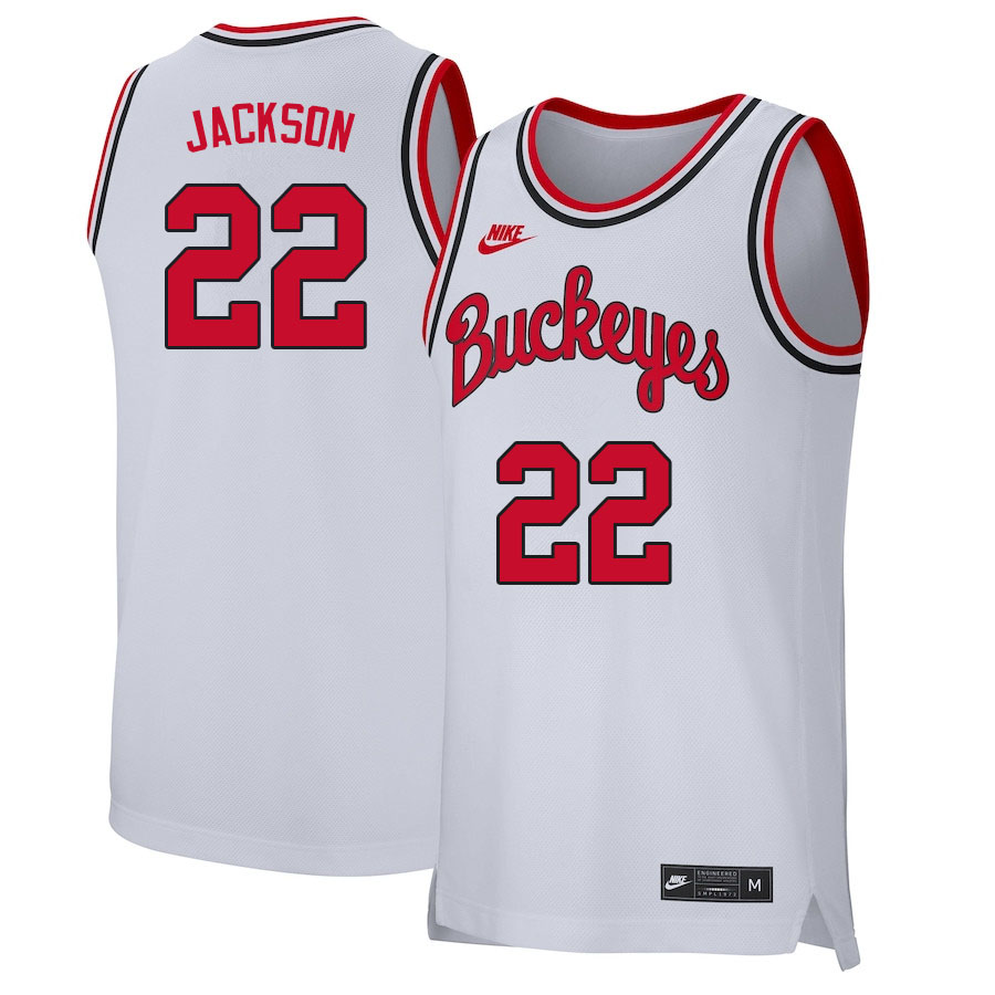 Men #22 Jim Jackson Ohio State Buckeyes College Basketball Jerseys Sale-Retro White